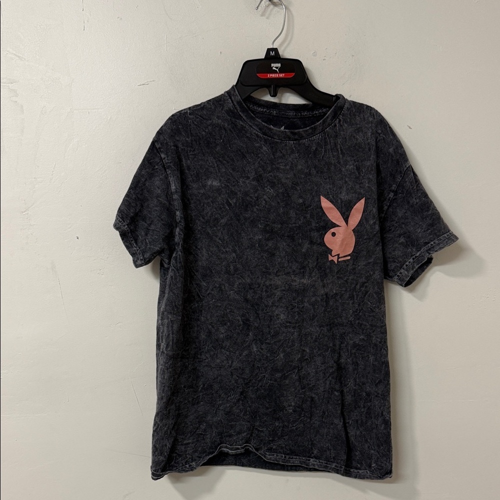 PLAYBOY Black Tee with Pink Logo